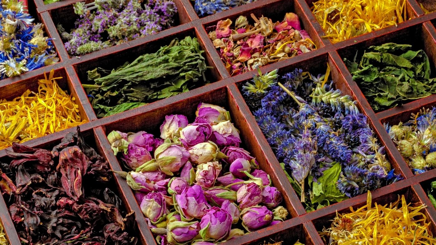 Loose Leaf Herbs for Herbal Tea (rose, lavender, chamomile, mint)