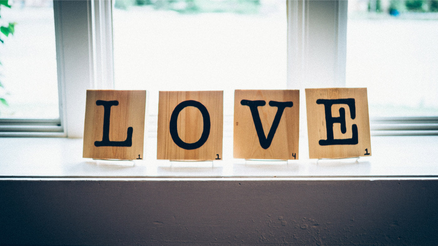 Love written with wood letters