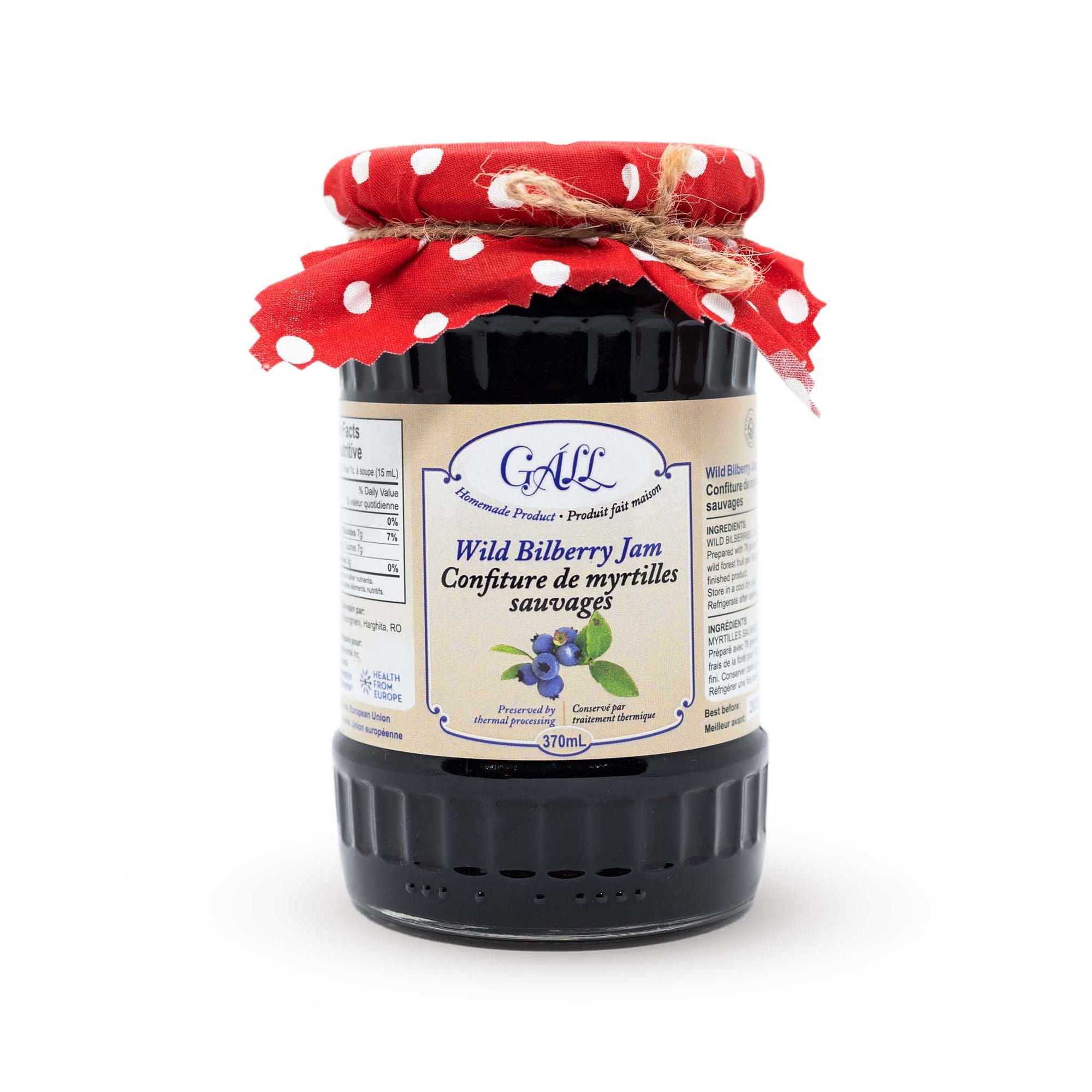 Artisanal Wild Bilberry Jam jar Health from Europe
