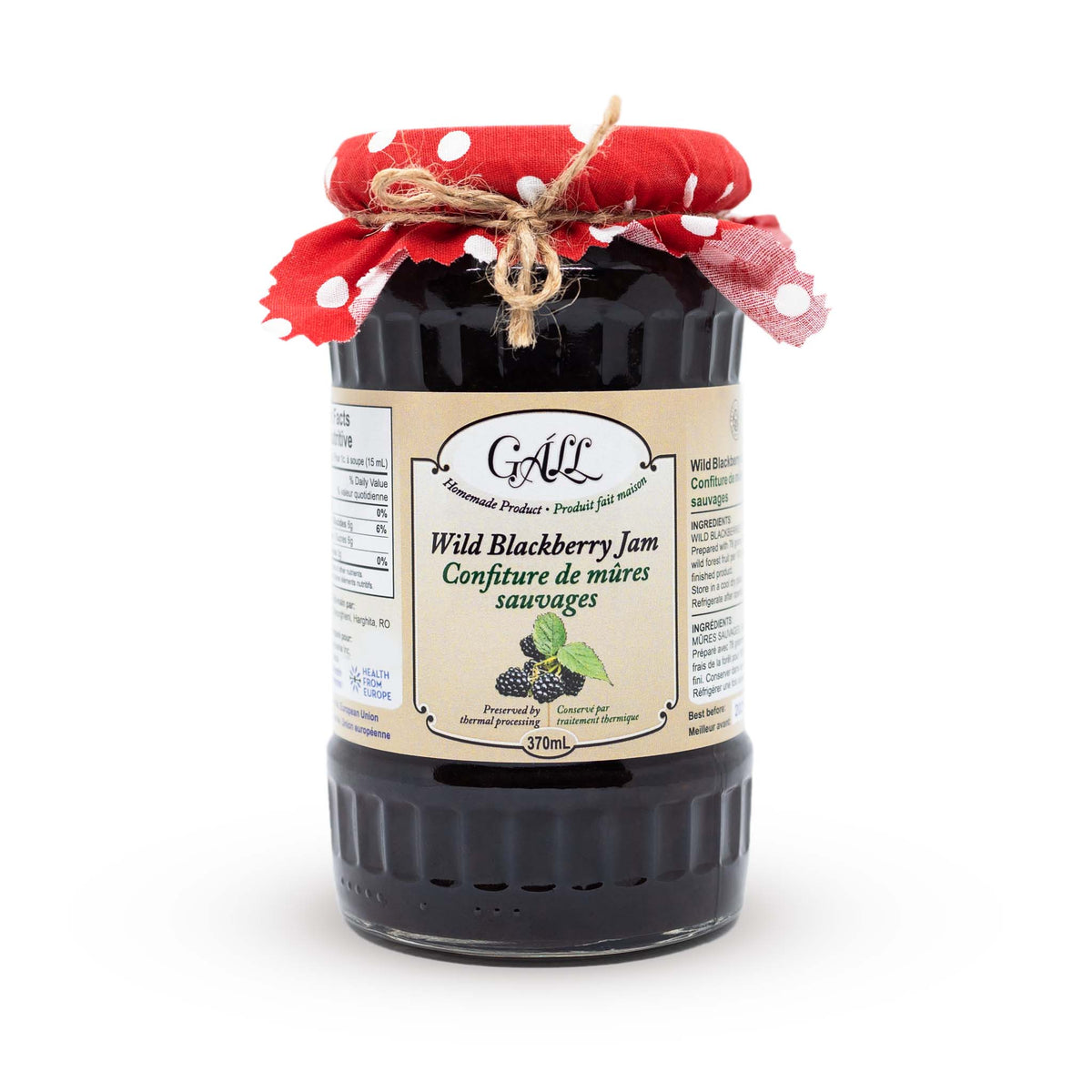 Artisanal Wild Blackberry Jam jar Health from Europe