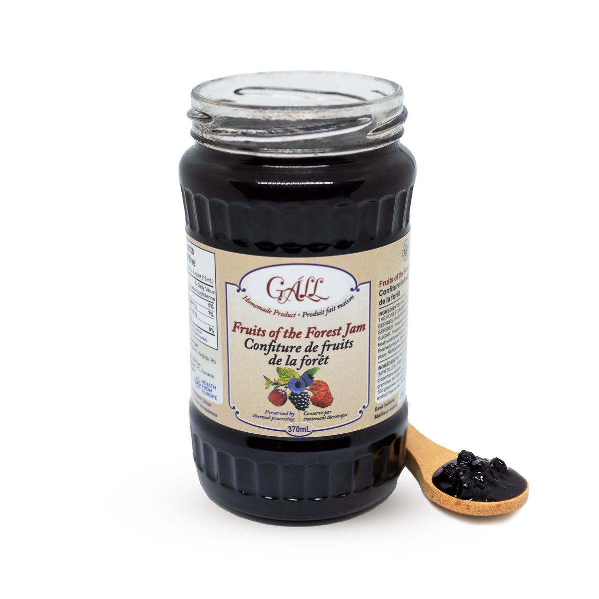 Artisanal Forest Wild Fruit Jam open jar spoon Health from Europe