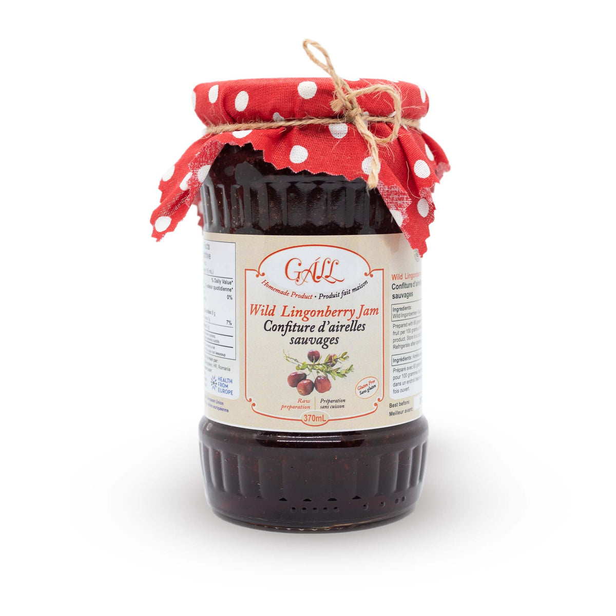 Artisanal Wild Lingonberry Jam jar Health from Europe