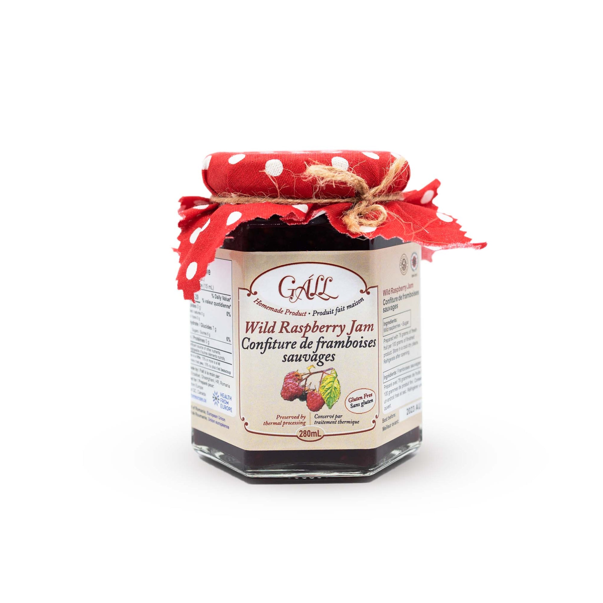 Artisanal Wild Raspberry Jam jar Health from Europe