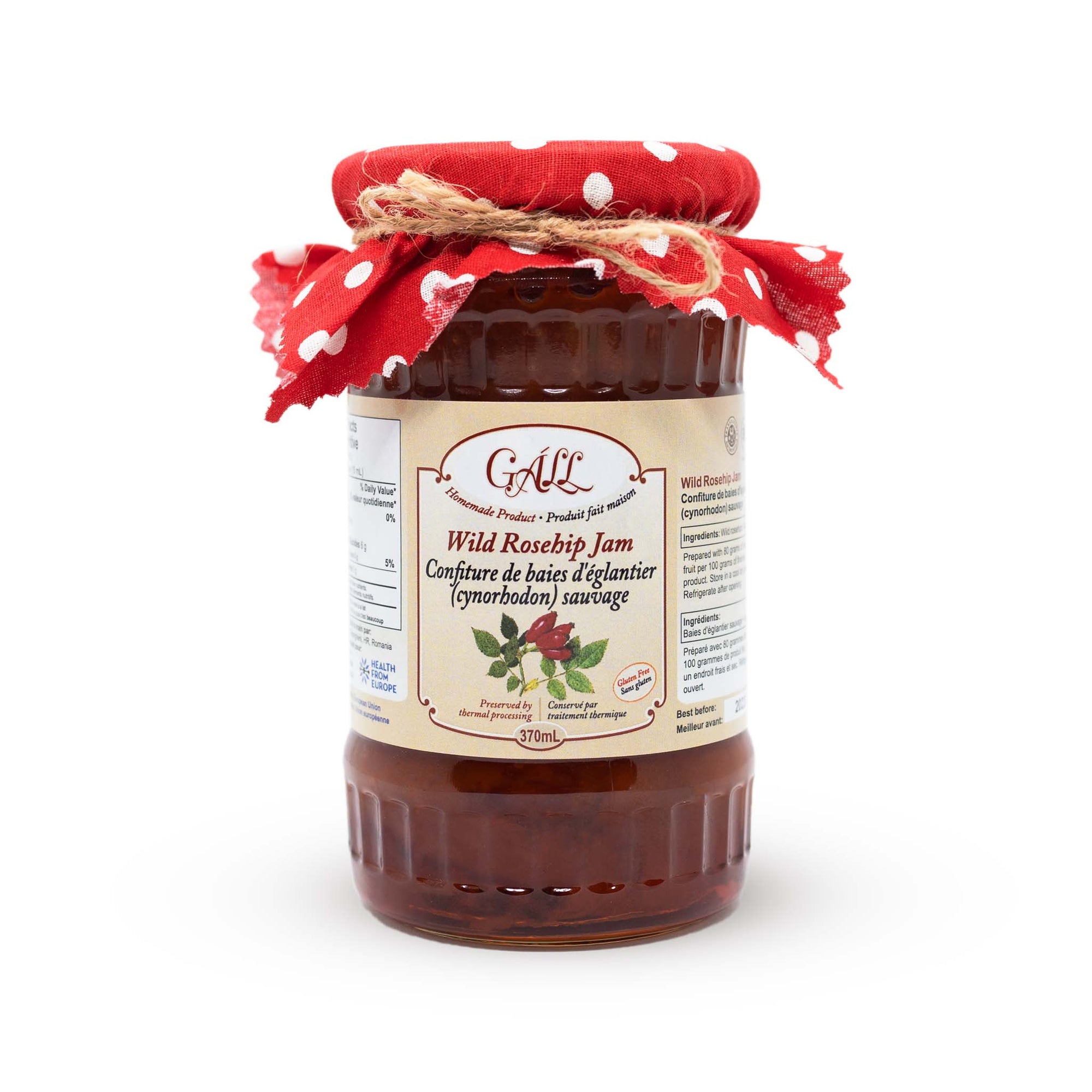 Artisanal Wild Rosehip Jam jar Health from Europe