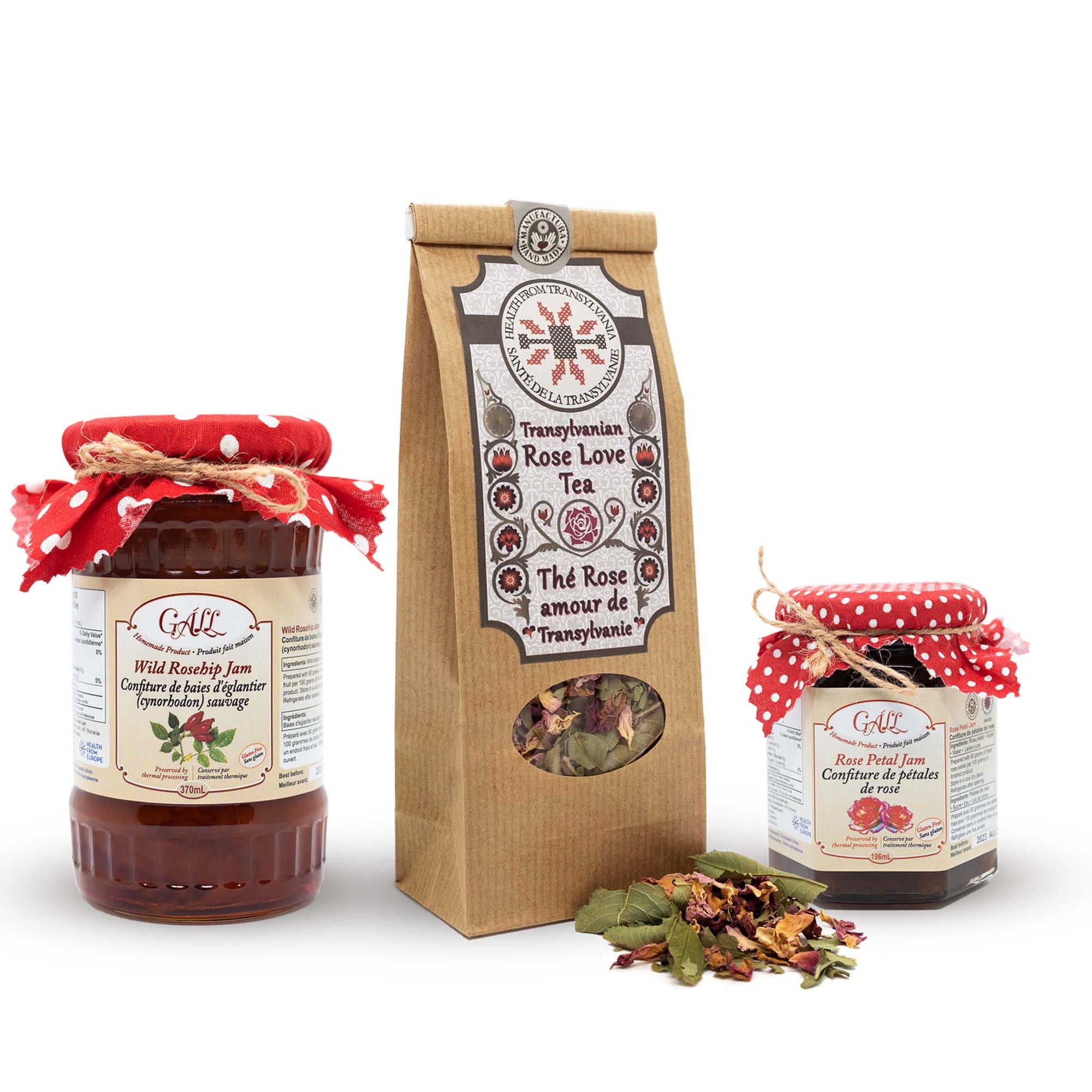 Sweet Rose Gift Set - Organic  Herbal Teas and Fruit Jams from the Rose family
